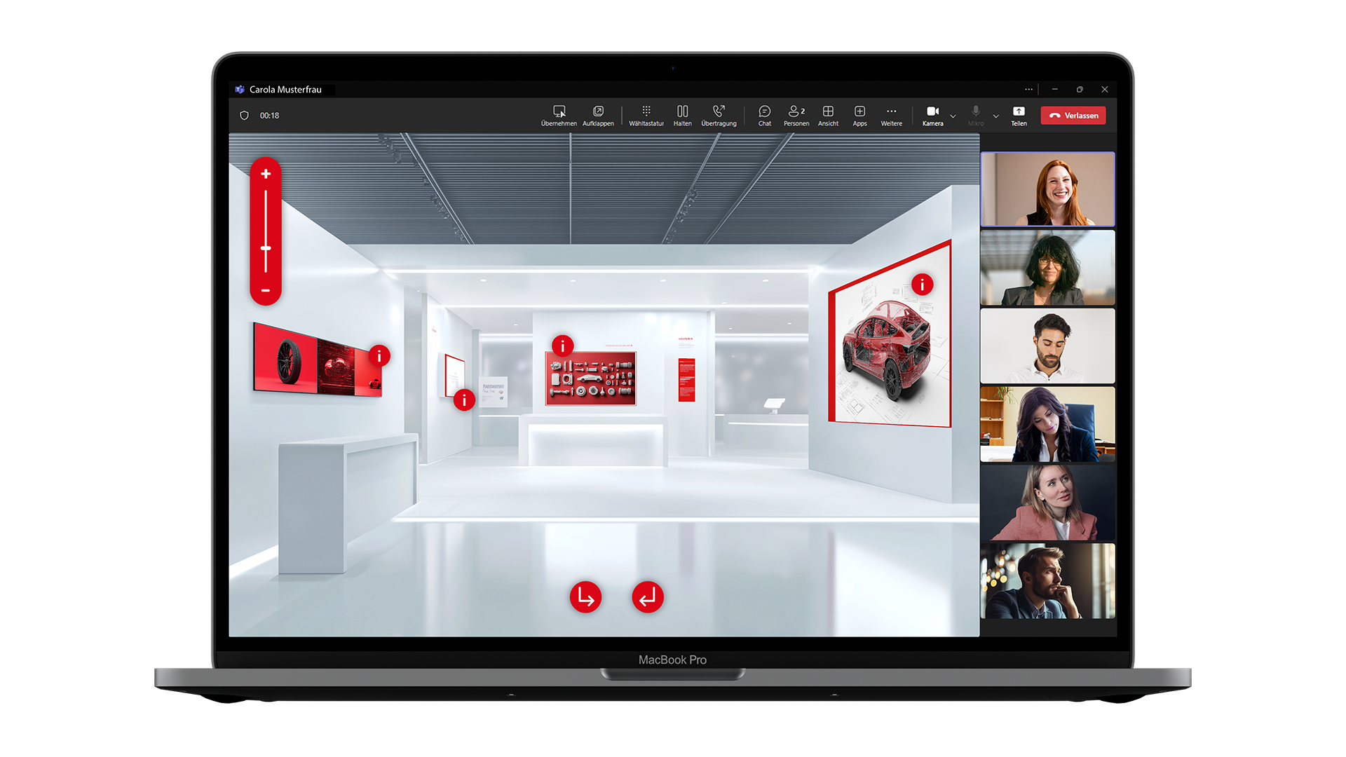 Eine Videokonferenz, in der eine virtuelle Messe geplant wird – B12-Touch interaktive Vertriebspräsentationen